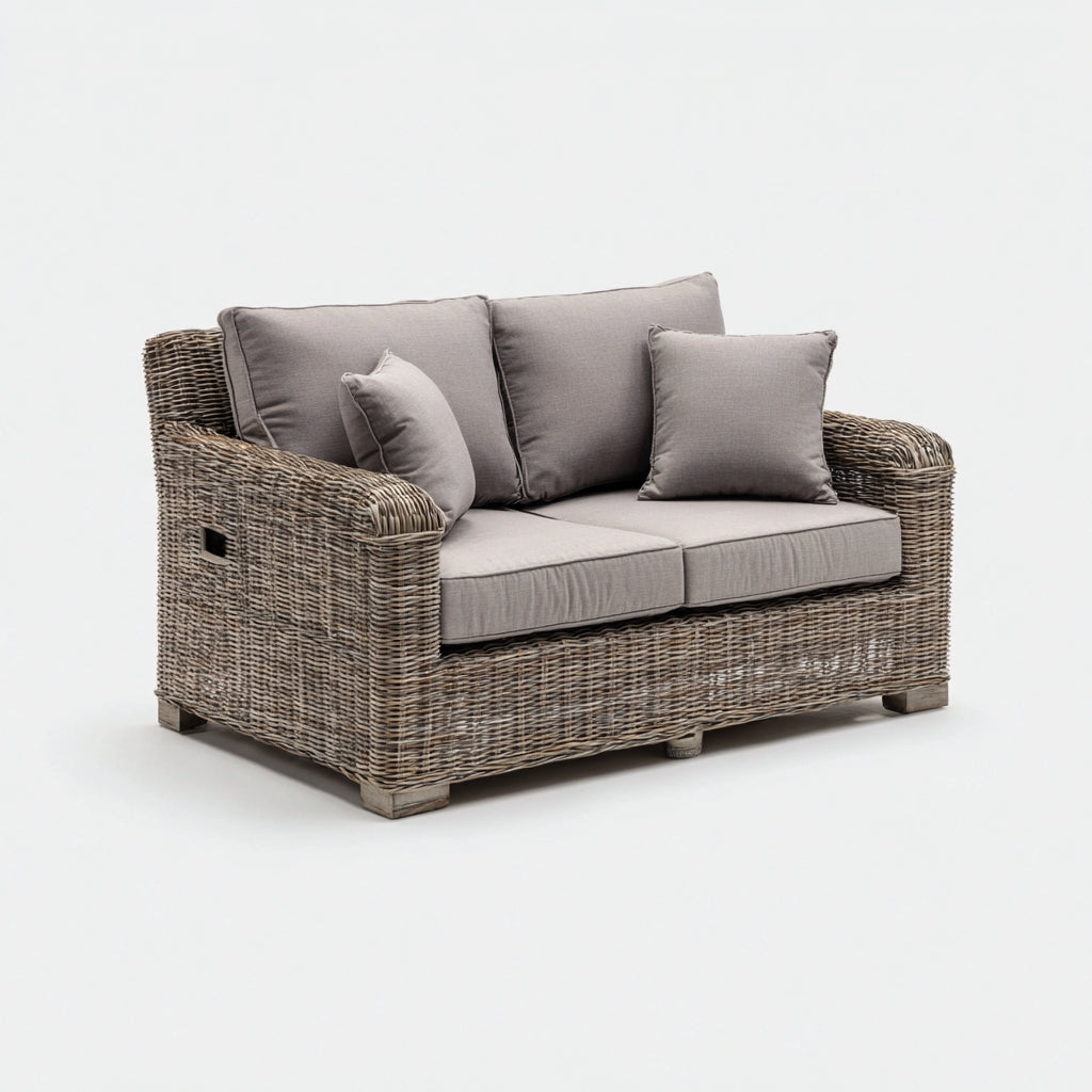 Sofás de exterior ratán 155x85x78 cm natural-gris para jardín estilo rústico