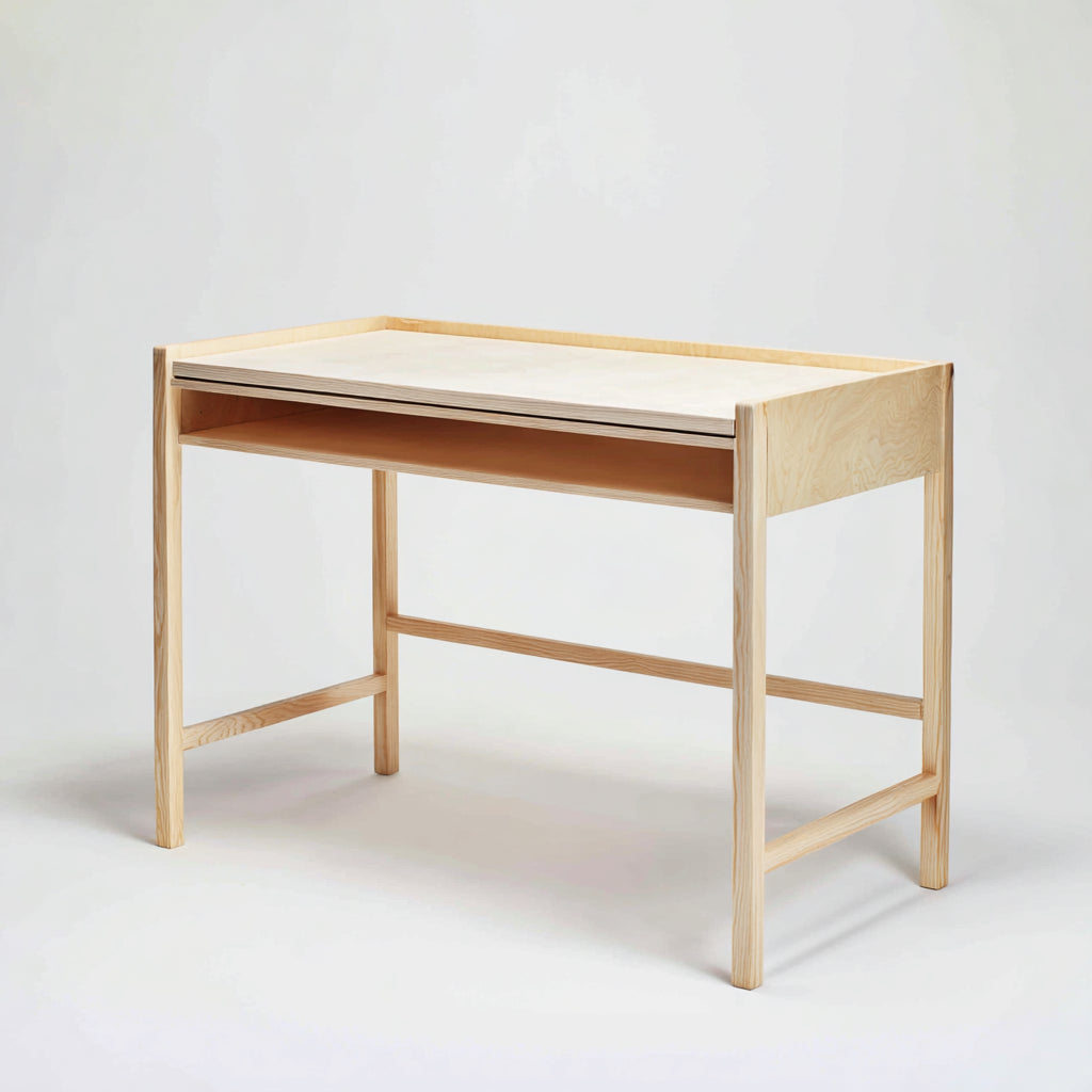 Mesas de oficina de madera 120x60x78 cm - natural con bandeja extraíble - diseño minimalista para estudio y despacho