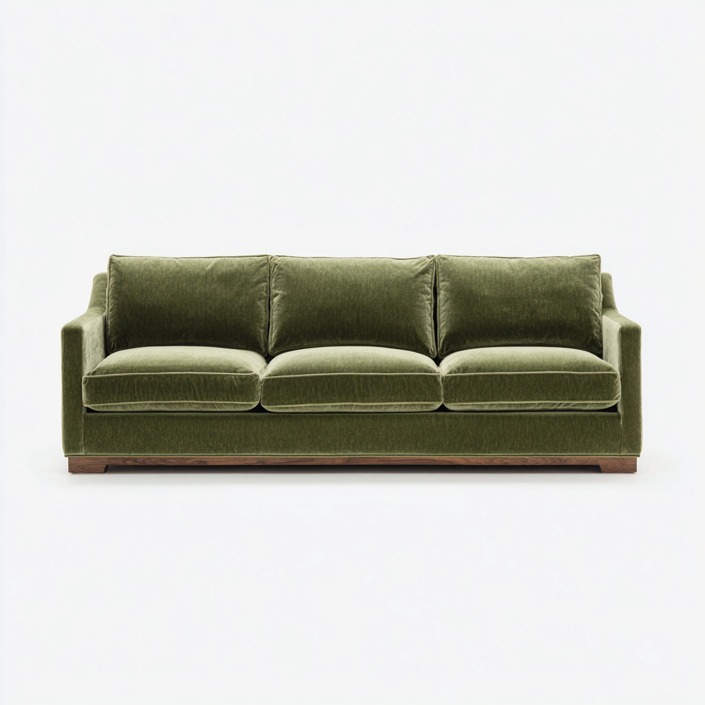 Sofás 3 plazas de tela 215x84x78cm - verde-marrón - para salón diseño moderno