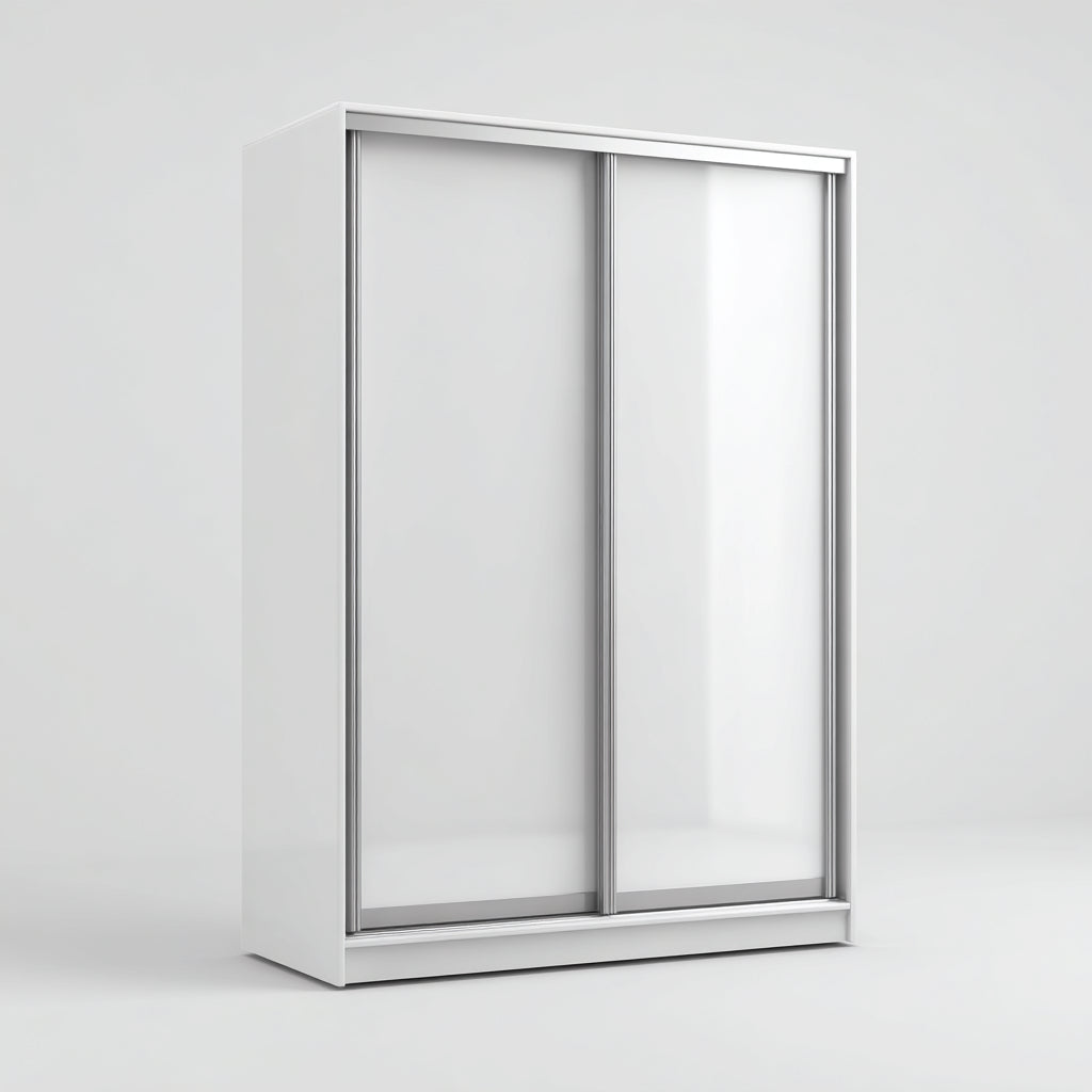 Armarios de madera 150x60x200 cm - blanco y plata con 2 puertas correderas - diseño moderno para dormitorio