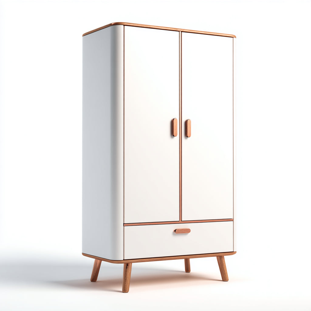 Armarios de madera 90x45x175 cm - blanco-madera natural - estilo moderno