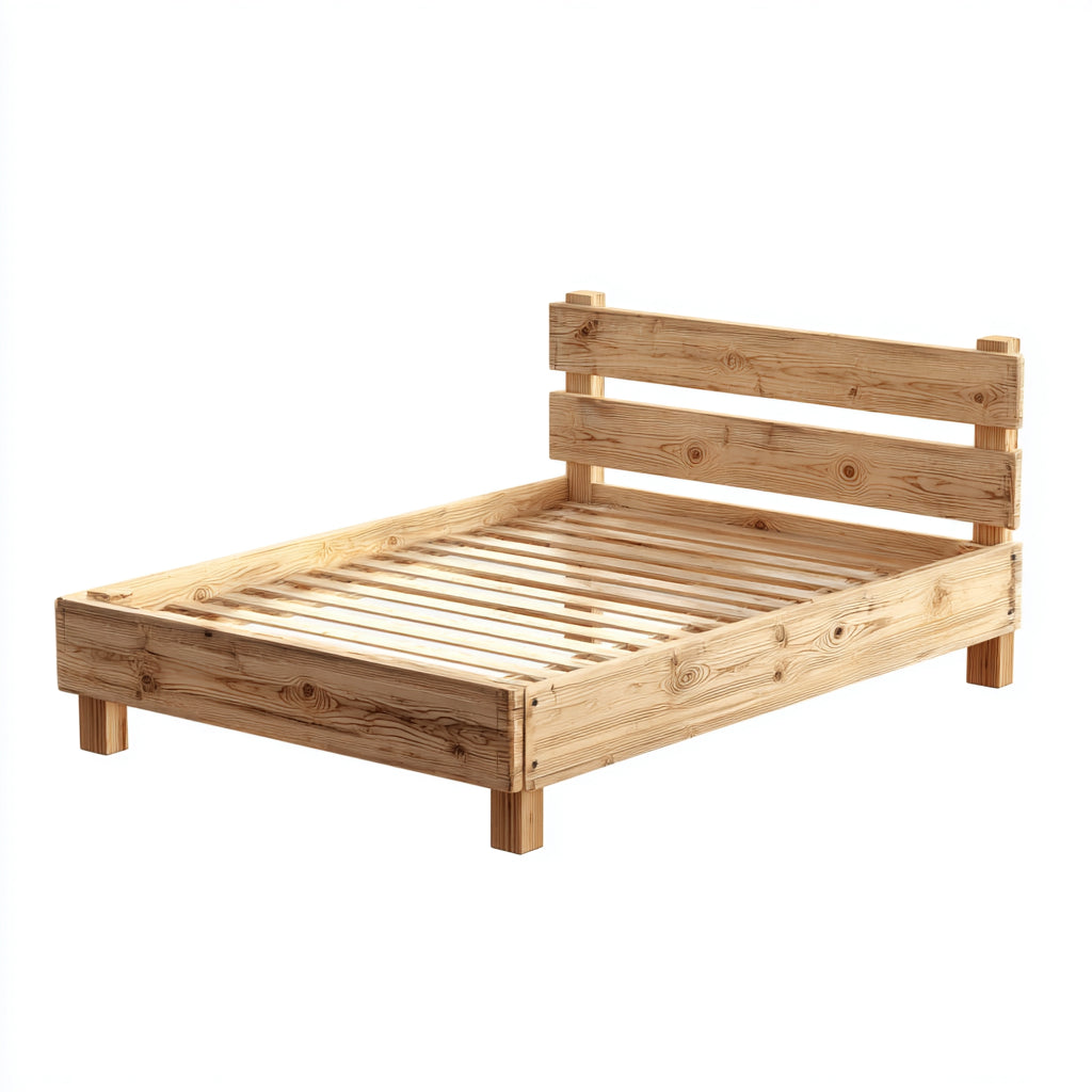 Camas dobles de madera maciza 200x160x82 cm - marrón - diseño rústico para dormitorio