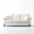 Sofás 3 plazas tela 205x90x88 cm blanco diseño clásico