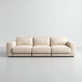 Sofás 3 plazas piel sintética 240x95x82 cm beige para salón estilo moderno