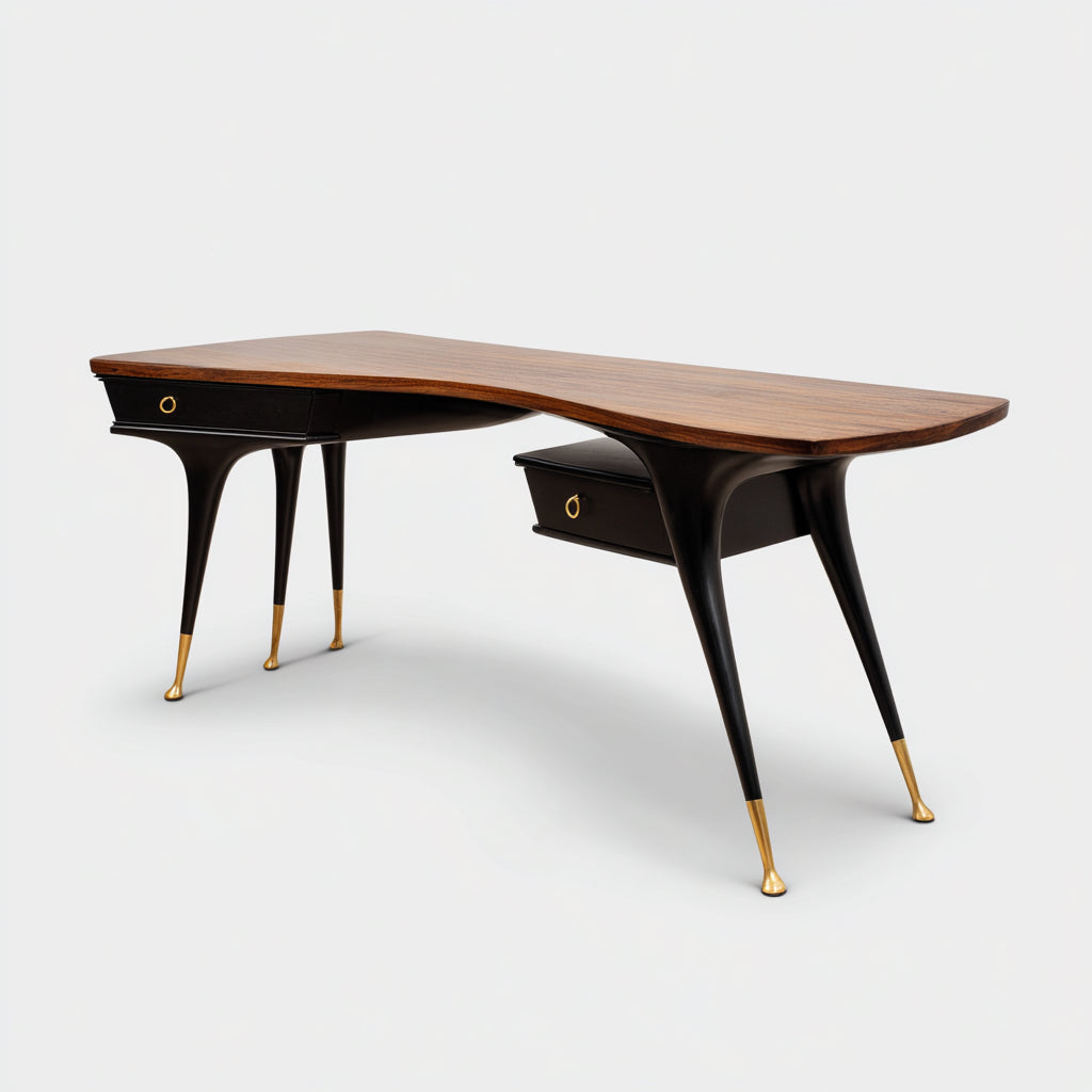 Mesas de oficina madera 135x60x76 cm marrón diseño elegante con cajones