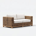Sofás de exterior 180x78x72 cm - ratán marrón y cojines beige - diseño natural para jardín