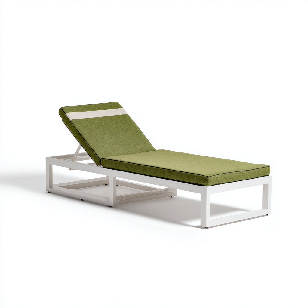 Tumbonas de metal 200x70x82cm - blanco-verde - para jardín diseño reclinable