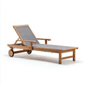 Tumbonas madera y textil 205x70x85 cm natural-gris con ruedas para exterior estilo moderno