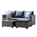 Sofás de exterior ratán 210x150x78 cm gris-azul con mesa estilo moderno