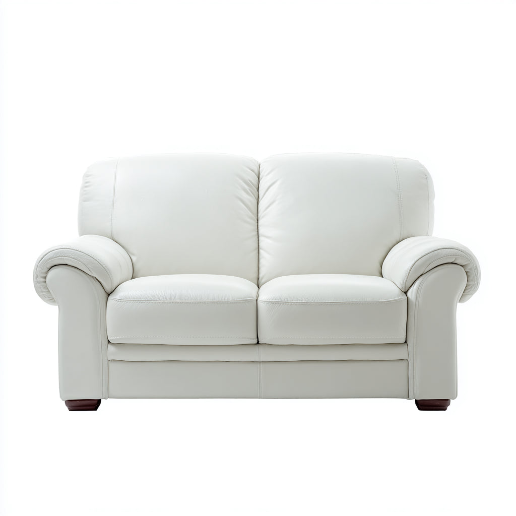 Sofás 2 plazas tapizados 155x88x84cm - blanco-marrón - para salón diseño clásico
