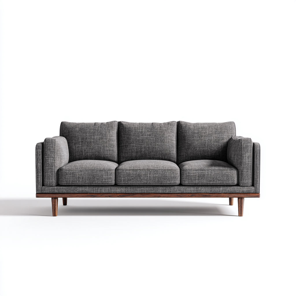 Sofás 3 plazas de tela 205x80x78cm - gris-marrón - para salón diseño moderno