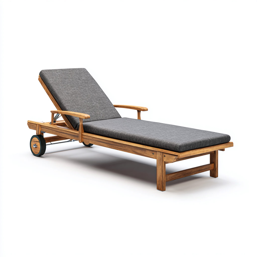 Tumbonas de madera 200x70x85 cm - marrón-gris - diseño reclinable para jardín