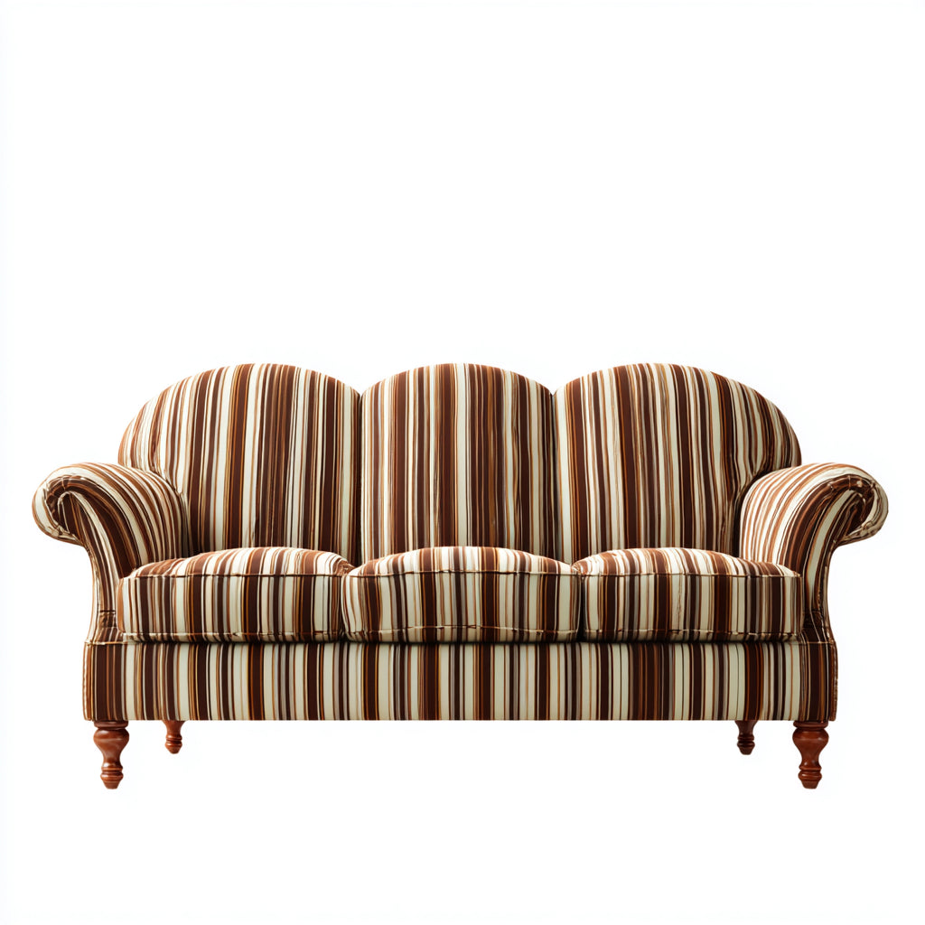 Sofás 3 plazas de tela 205x85x90cm - marrón-beige - para salón diseño clásico