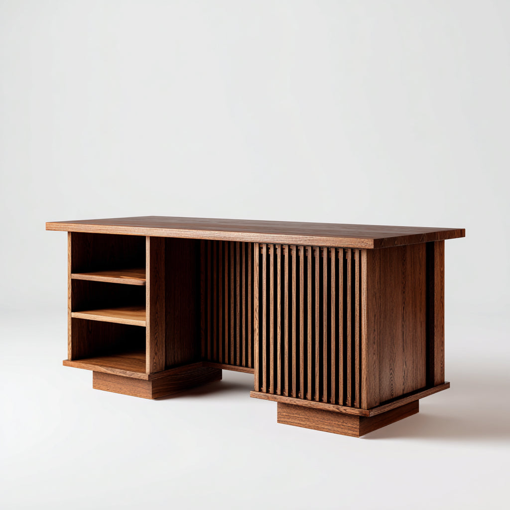 Mesas de oficina de madera 160x70x76 cm - marrón - diseño moderno con almacenamiento
