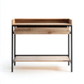 Mesas de oficina madera y metal 100x45x90 cm natural-negro con cajón estilo industrial