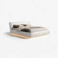Camas dobles tapizada 210x160x95 cm blanco diseño moderno con luz LED