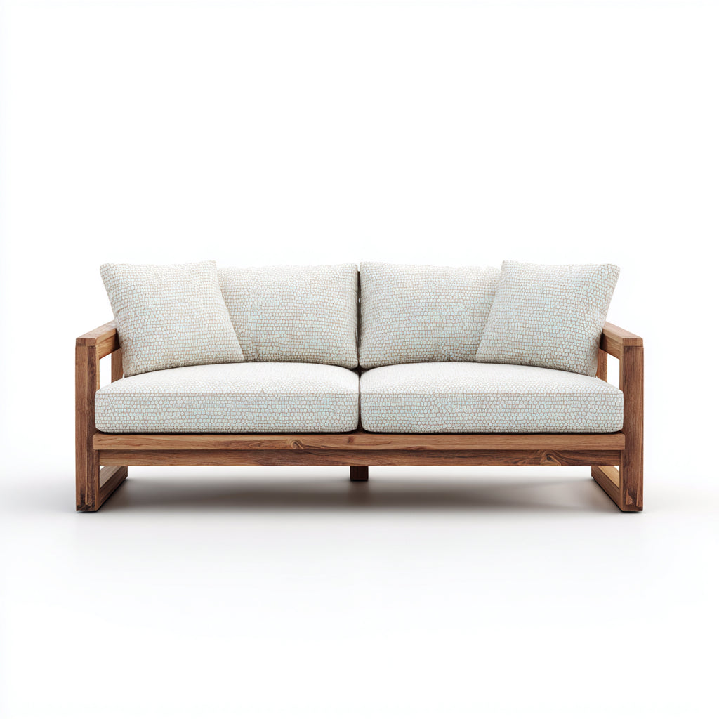 Sofás de exterior de madera 190x78x75 cm - marrón-beige - diseño natural para jardín