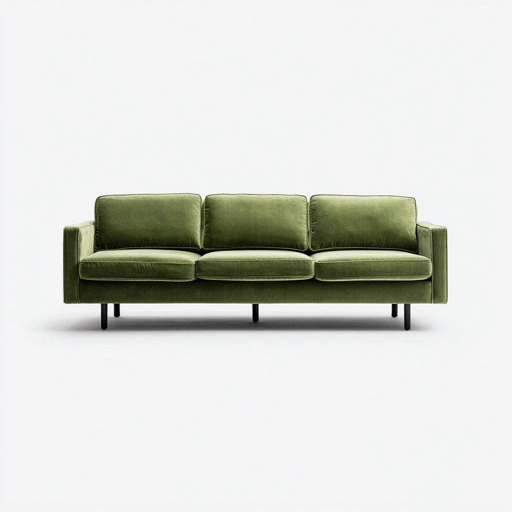 Sofás 3 plazas terciopelo 220x90x85 cm verde diseño moderno
