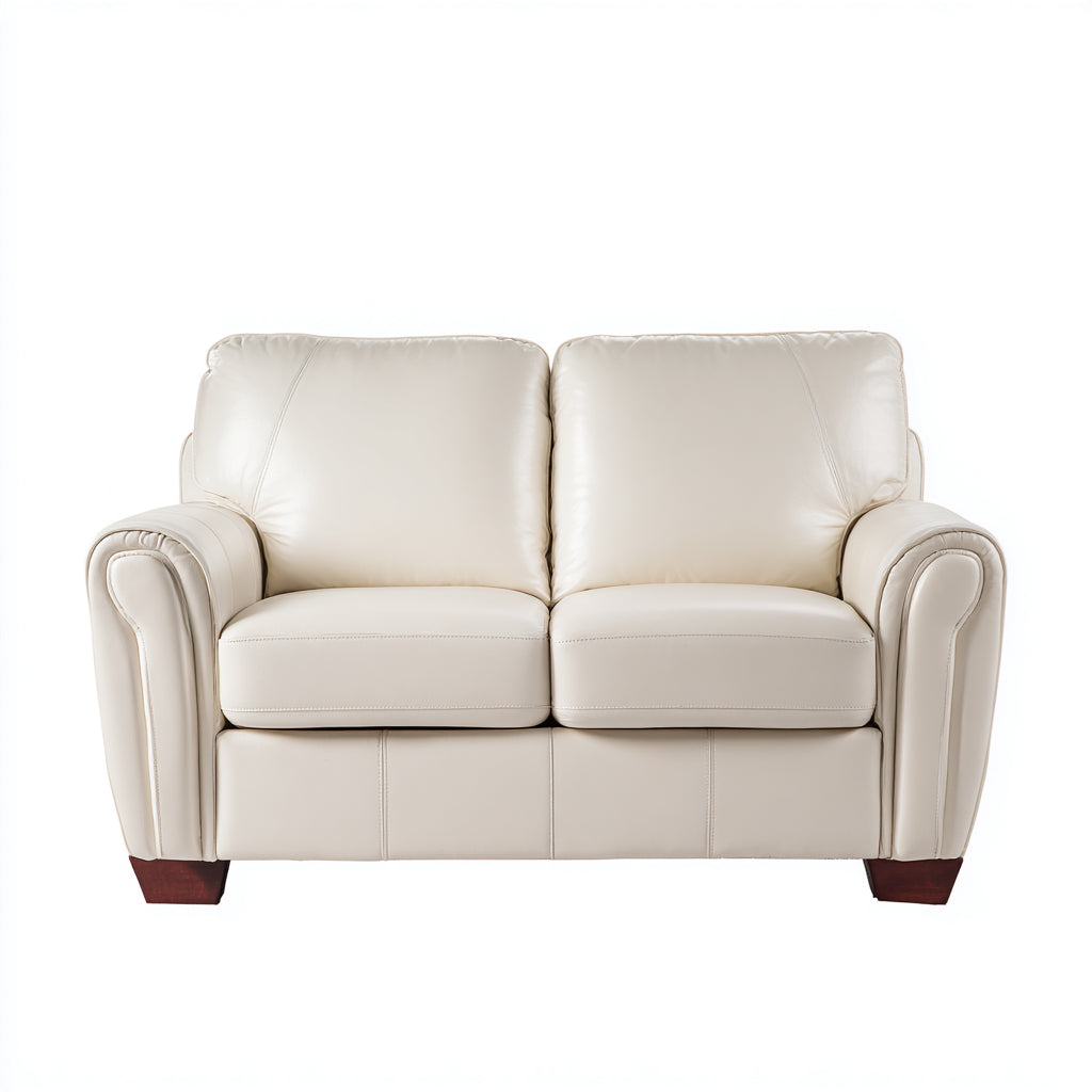 Sofás 2 plazas piel sintética 160x88x86 cm beige para salón estilo clásico