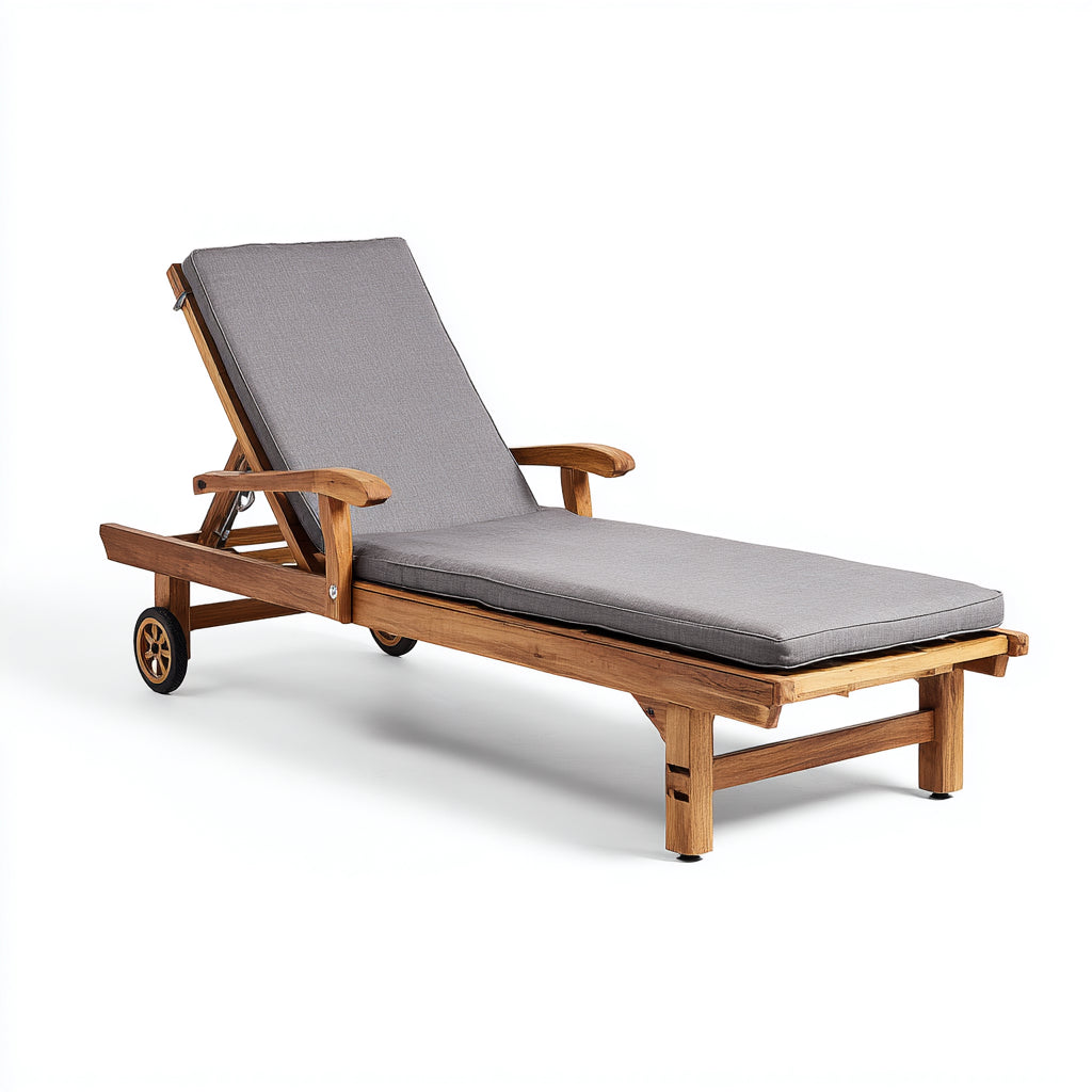 Tumbonas de madera 195x68x88cm - natural-gris - para jardín diseño reclinable