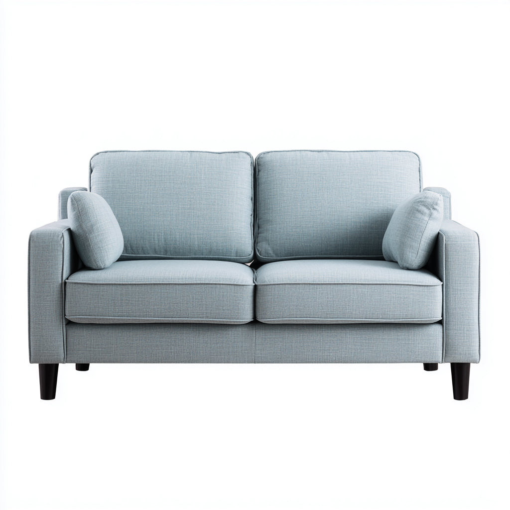 Sofás 2 plazas de tela 165x84x82cm azul claro-negro para salón - diseño moderno con brazos anchos