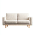 Sofás 2 plazas de tela bouclé 168x84x82cm beige-natural para salón - diseño moderno con base de madera