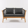 Sofás de exterior de madera y cuerda 145x75x78cm - natural-gris-negro - para jardín diseño moderno