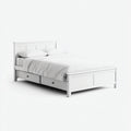 Camas dobles madera 210x160x105 cm blanco con almacenamiento estilo clásico