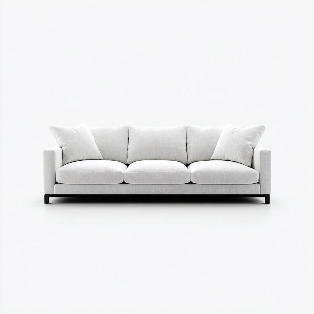 Sofás 3 plazas tela 225x90x82 cm blanco para salón estilo moderno