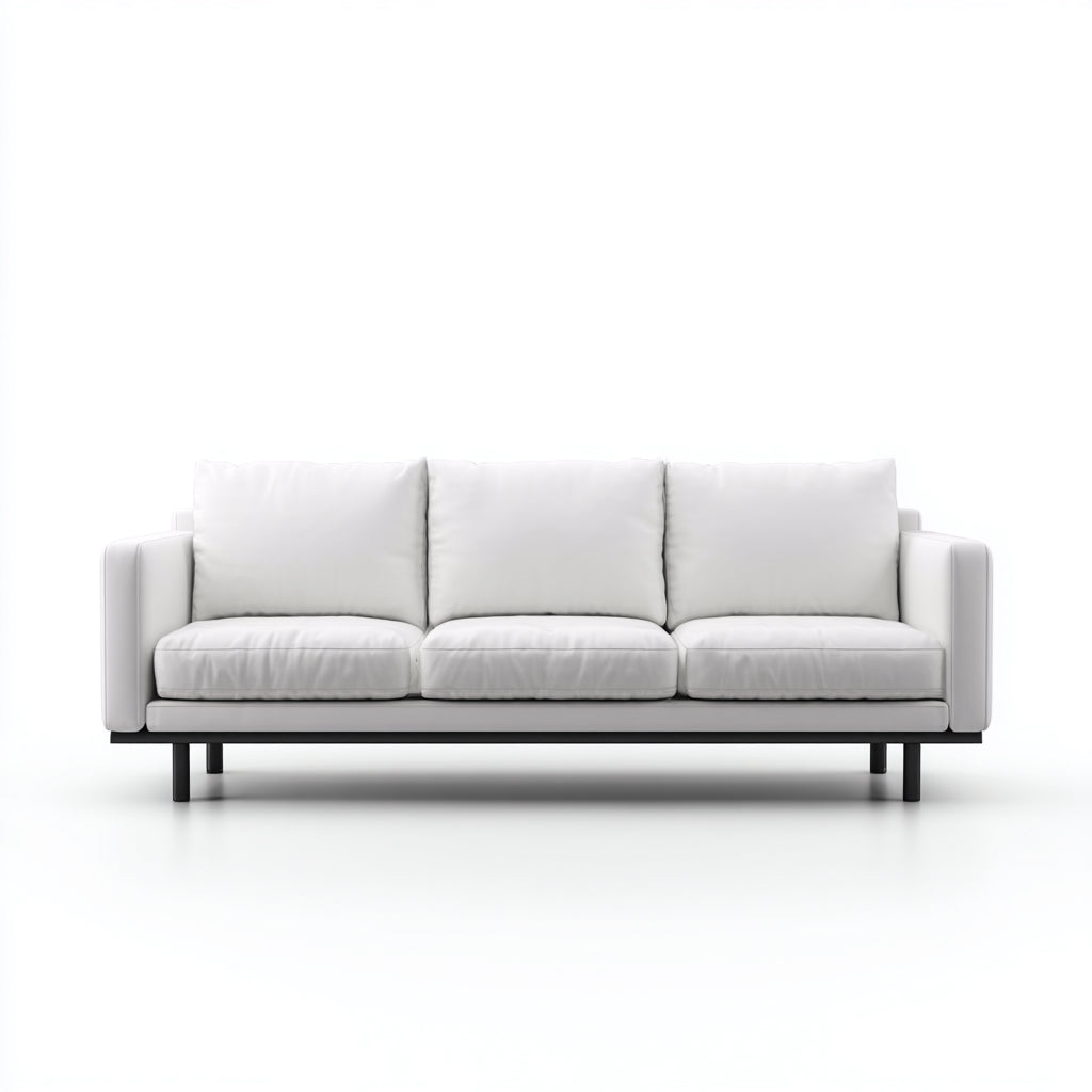 Sofás 3 plazas de piel sintética 218x88x82cm blanco-negro para salón - diseño moderno con patas altas