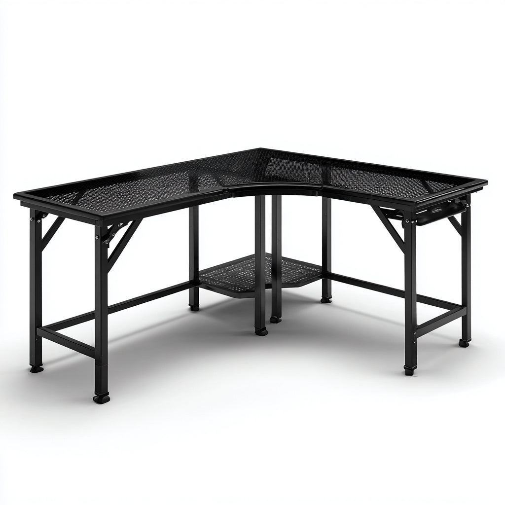 Mesas de oficina metal 150x120x75 cm negro en forma de L estilo moderno