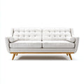 Sofás 2 plazas de piel sintética 178x84x82cm blanco-natural para salón - diseño capitoné con patas de madera