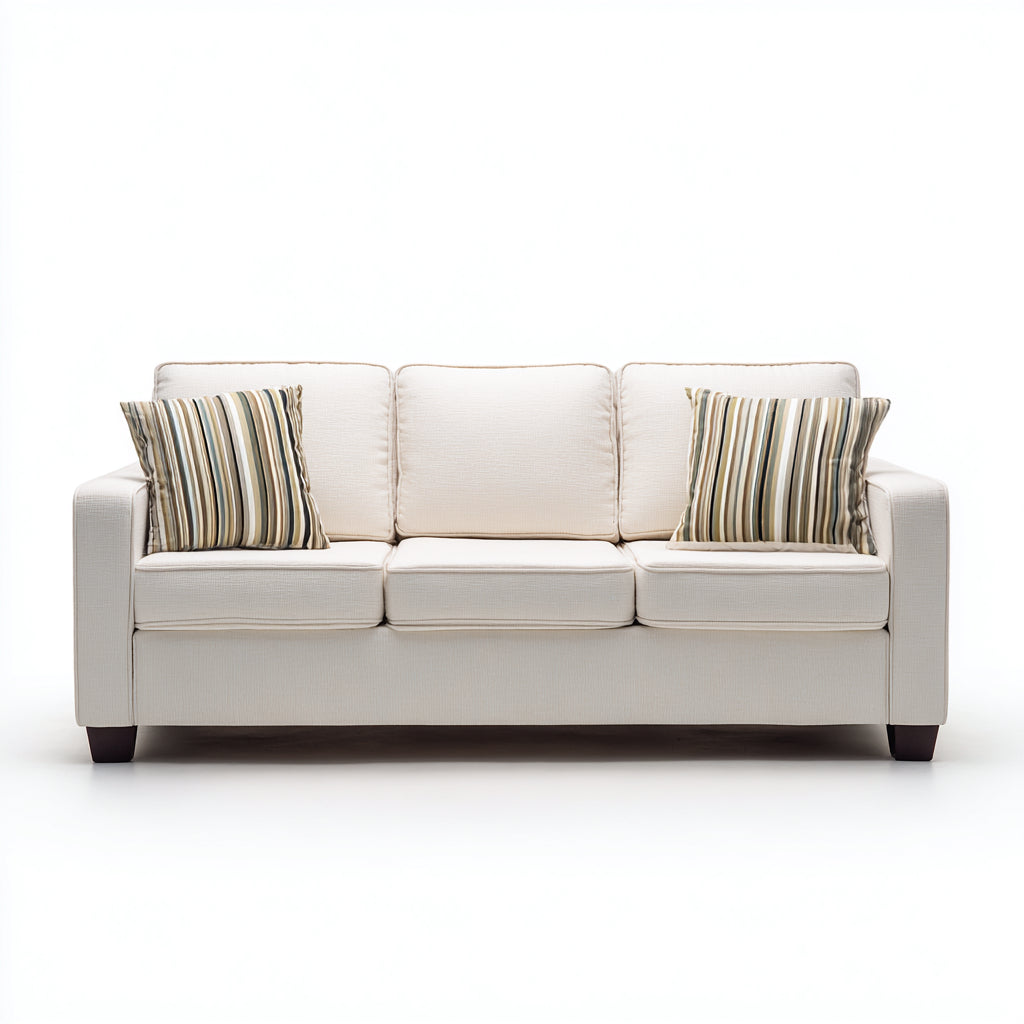 Sofás 3 plazas de tela 205x82x80cm - beige-marrón - para salón diseño moderno