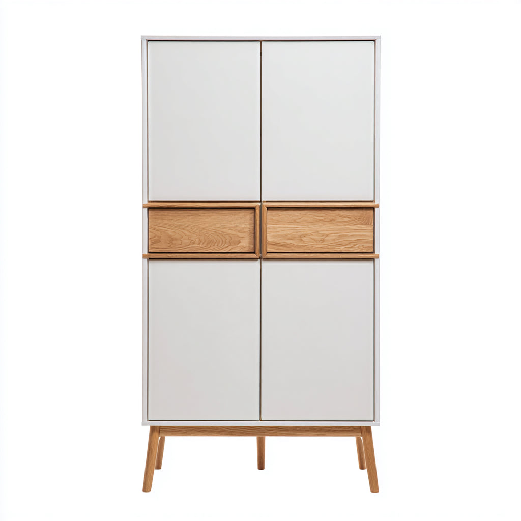 Armarios de madera 90x45x180 cm - blanco-natural - para dormitorio diseño nórdico