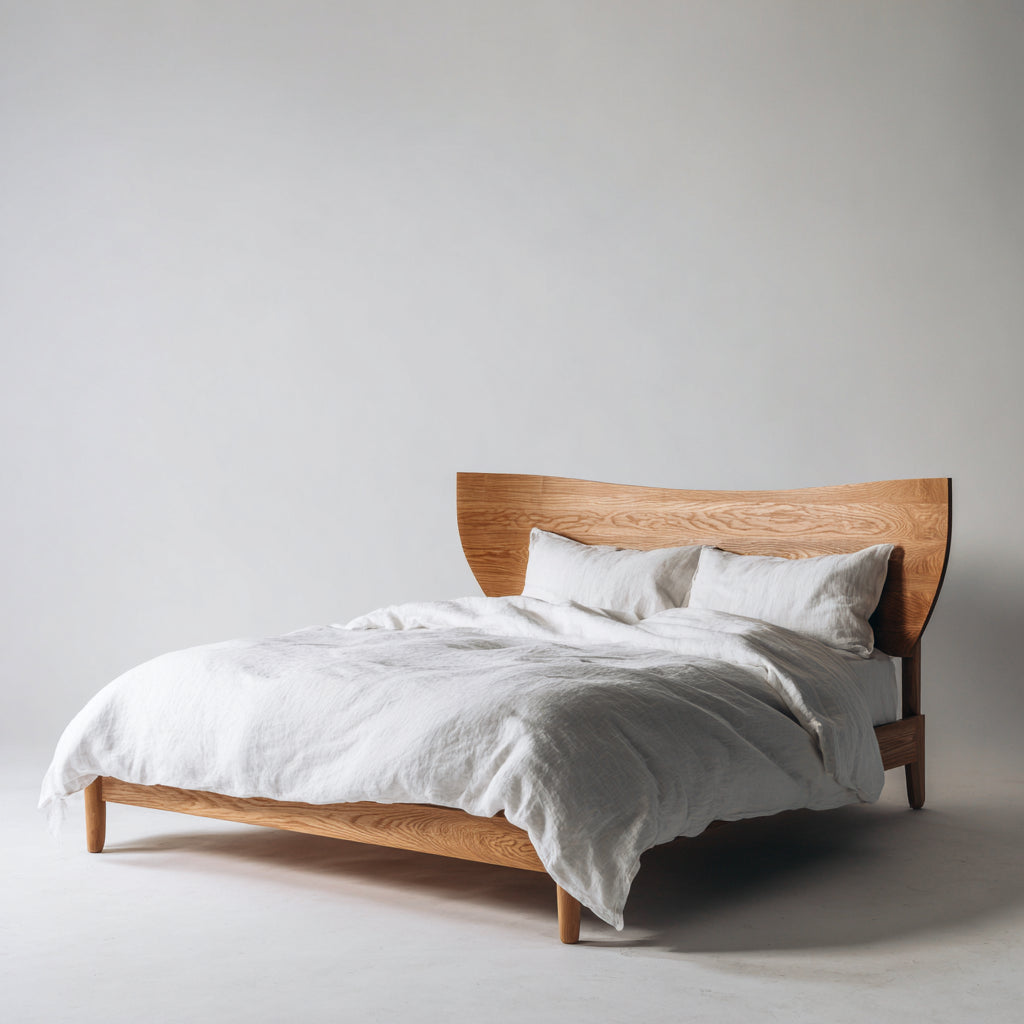 Camas dobles de madera 210x170x100 cm - natural - para dormitorio diseño nórdico