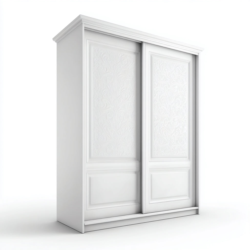 Armarios madera 150x60x200 cm blanco para dormitorio estilo clásico