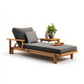Tumbonas de madera y tela 195x75x86cm natural-gris para jardín - diseño reclinable con ruedas