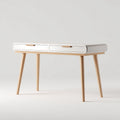 Mesas de oficina de madera 120x60x76 cm - blanco-marrón - diseño nórdico con cajones