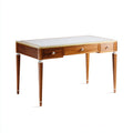 Mesas de oficina madera y vidrio 130x60x78 cm marrón-blanco con 3 cajones estilo clásico