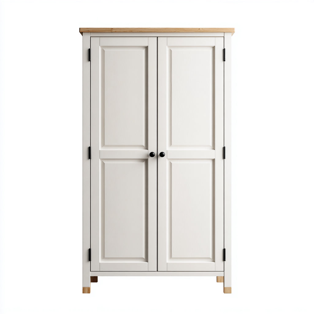 Armarios de madera 90x50x180 cm - blanco-marrón - estilo rústico para dormitorio