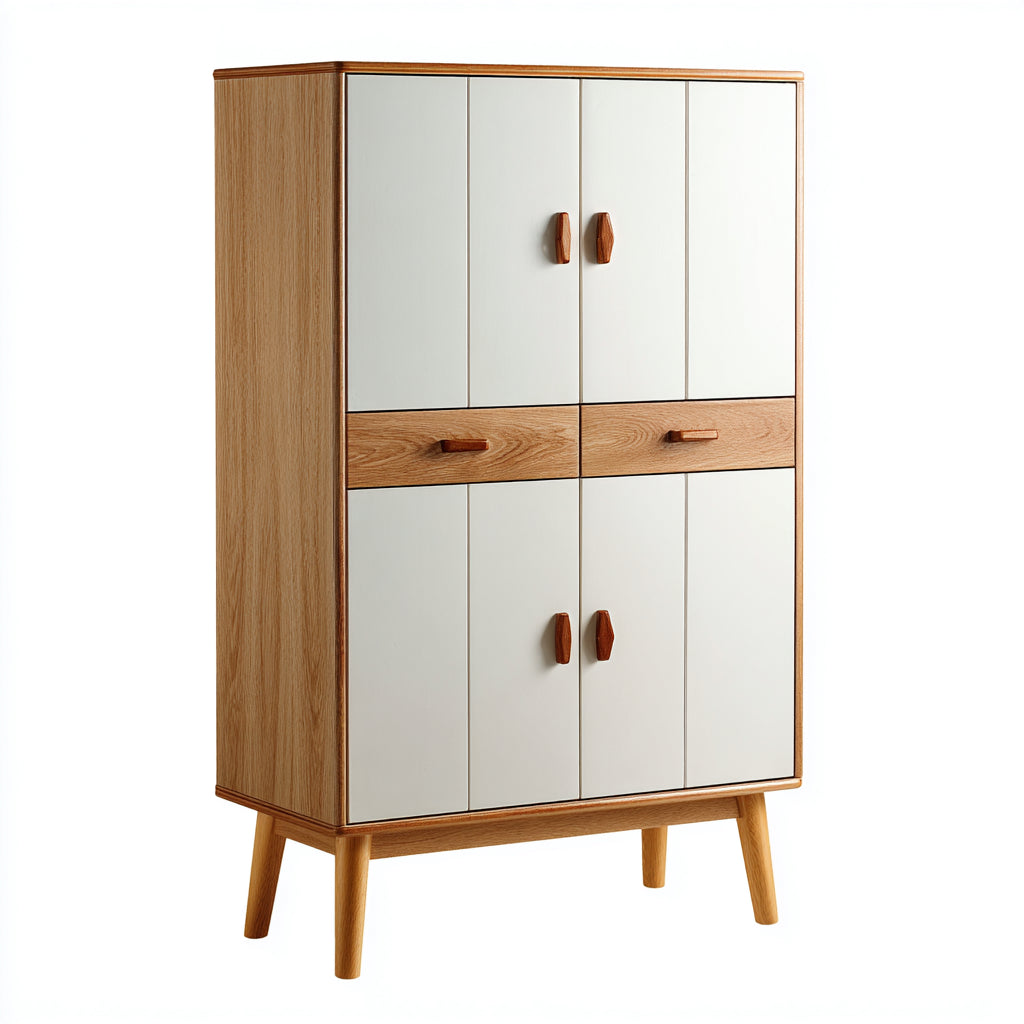 Armarios de madera 95x42x170 cm - blanco-madera natural - estilo moderno
