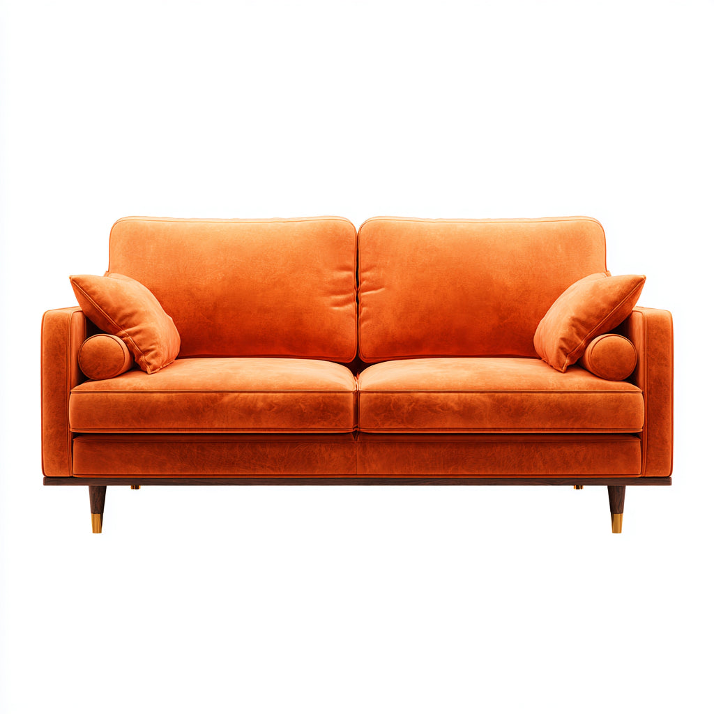 Sofás 2 plazas tela 190x90x80 cm naranja diseño moderno