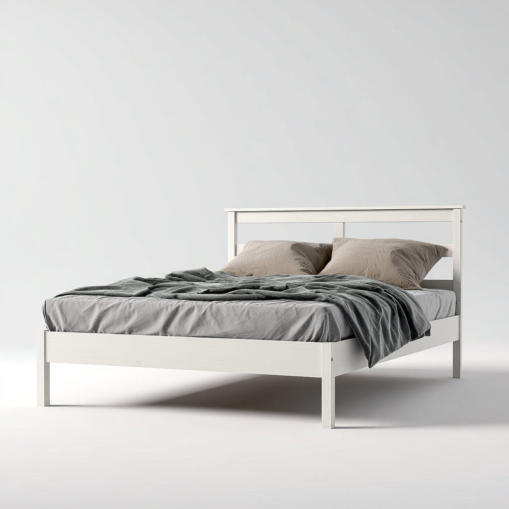 Camas dobles madera 205x155x110 cm blanco para dormitorio estilo minimalista