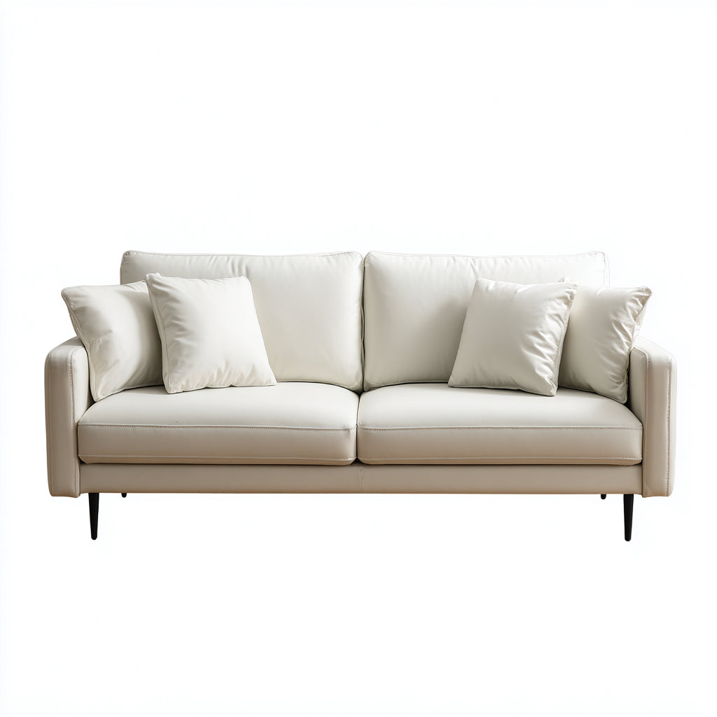 Sofás 2 plazas piel sintética 195x86x82 cm beige para salón estilo moderno