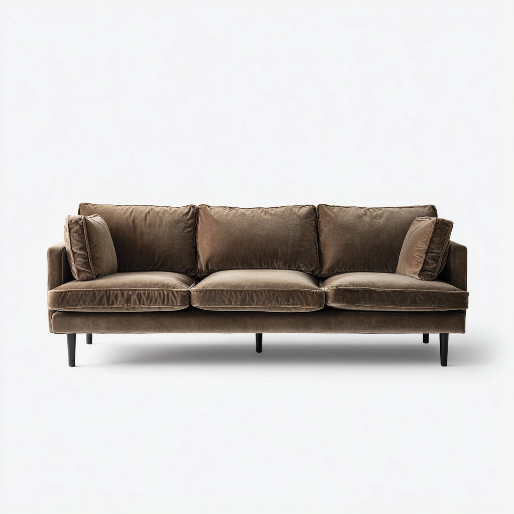 Sofás 3 plazas de tela 210x82x78cm - marrón-negro - para salón diseño moderno