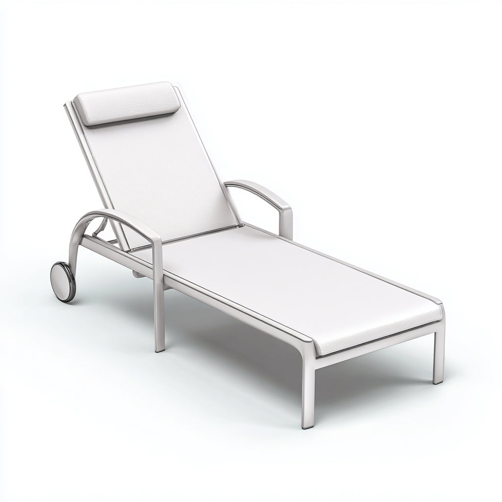 Tumbonas metal y textil 200x70x86 cm blanco con ruedas para exterior estilo moderno