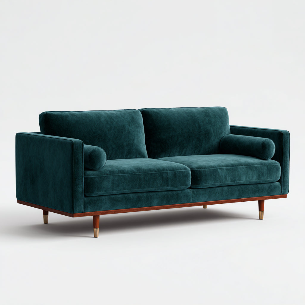 Sofás 2 plazas terciopelo 195x88x82 cm verde para salón estilo moderno