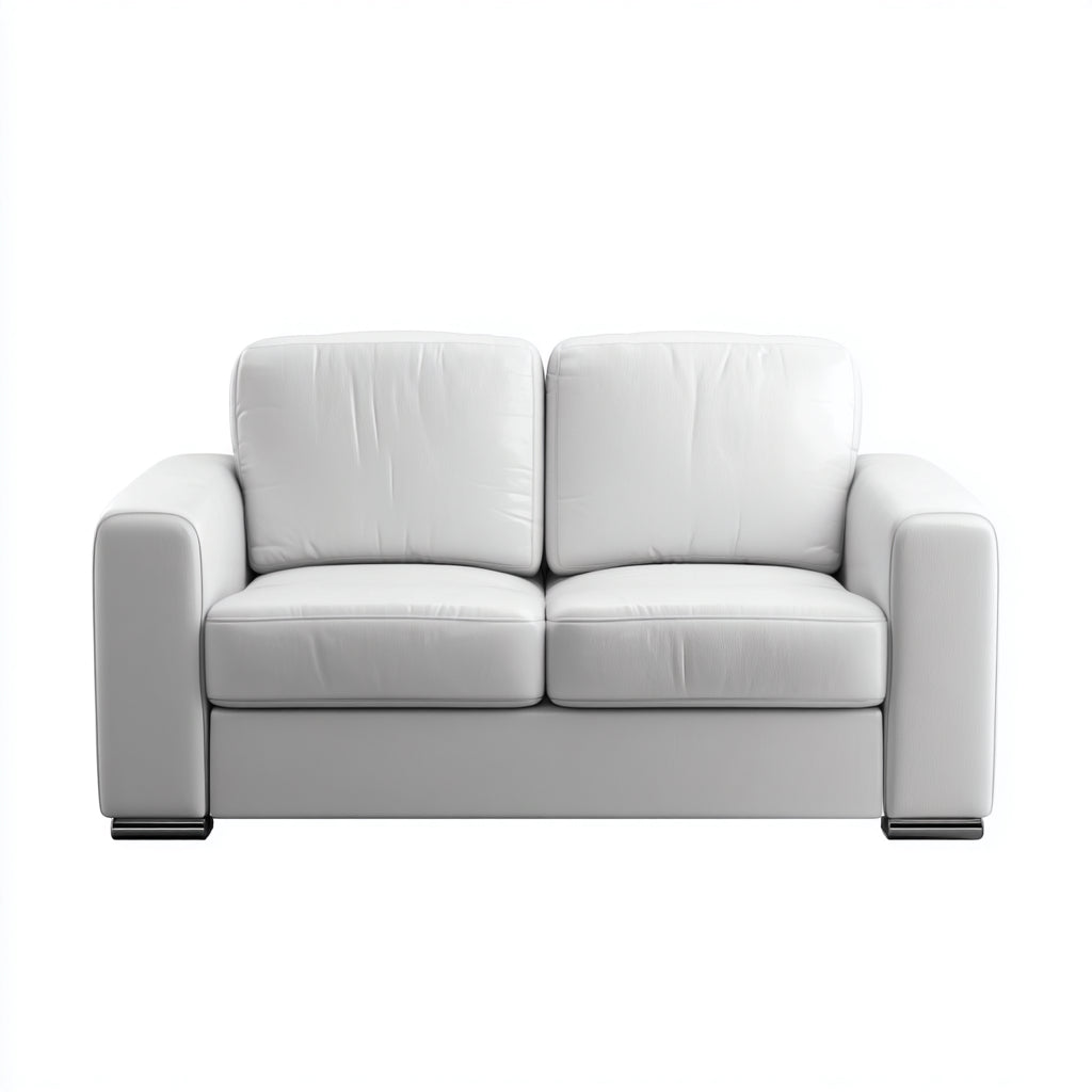 Sofás 2 plazas piel sintética 165x88x84 cm blanco para salón estilo moderno