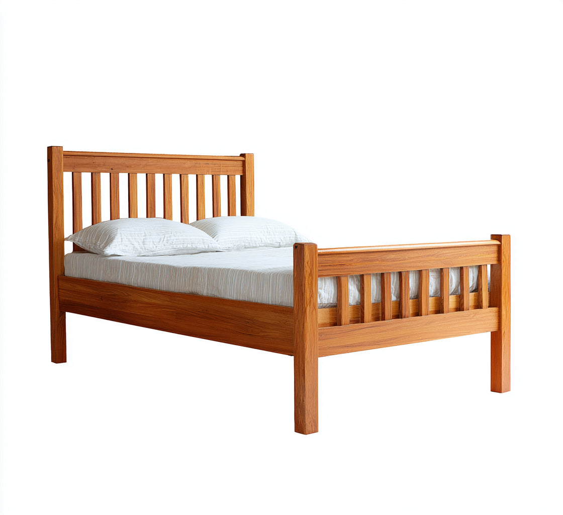 Camas dobles madera 200x140x105 cm marrón estilo clásico con barrotes