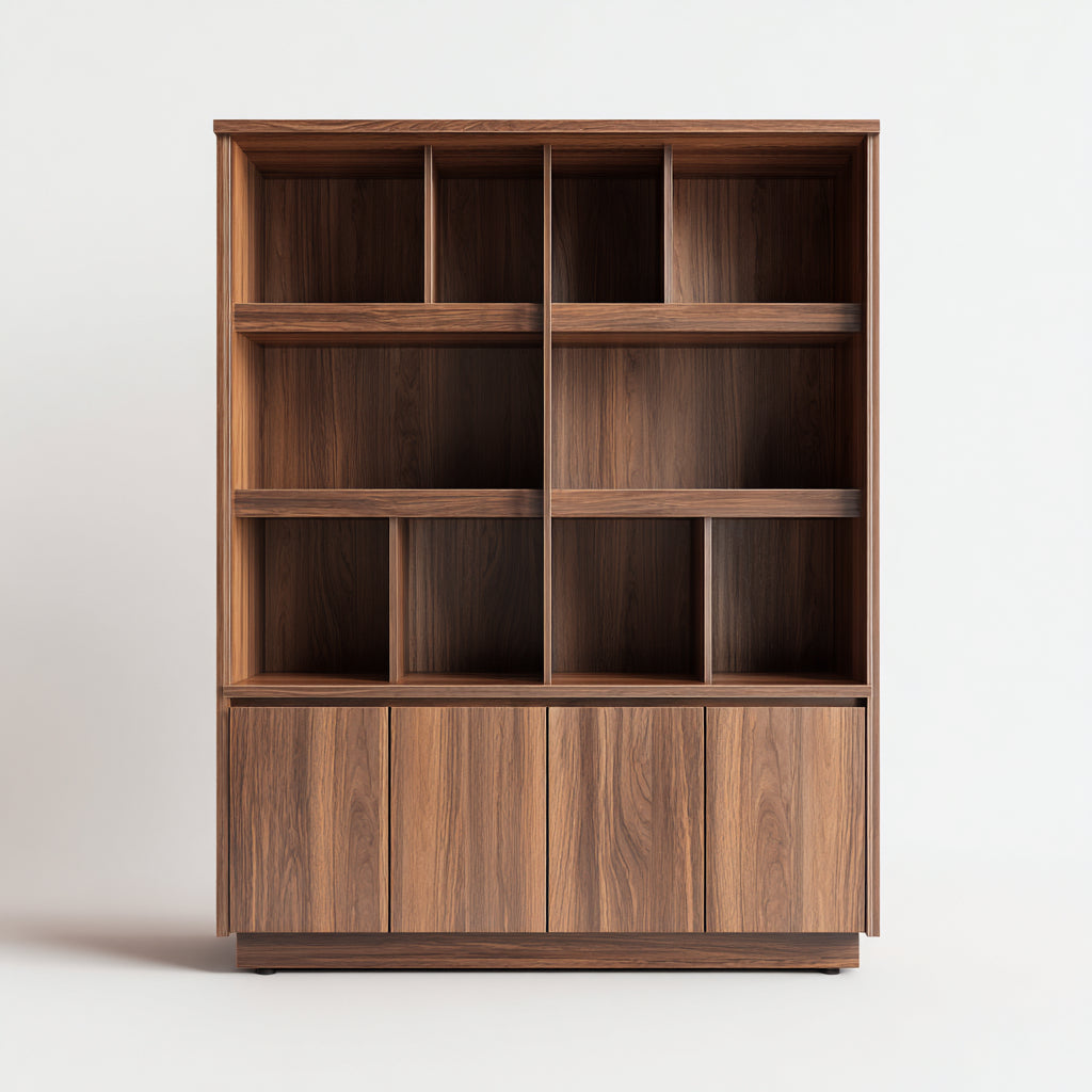 Estanterías madera 120x35x190 cm marrón diseño moderno con armario inferior